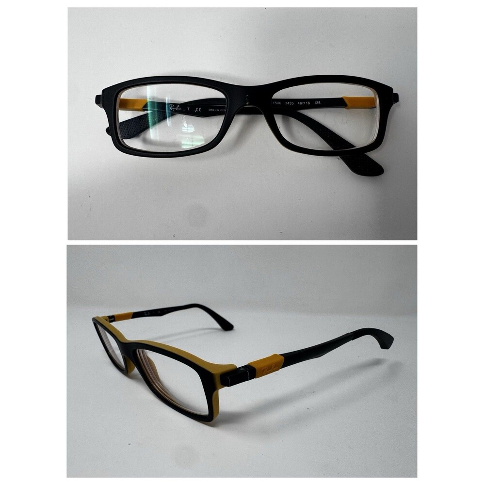 Ray-Ban RB1546 3435 Junior Black/Dark Yellow Eyeglass Frames 46-16-125 Authentic